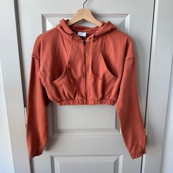 GYMSHARK x Kendra & Kathryn Burnt Orange Cropped Zip Up Hoodie Size XSmall - Picture 5 of 13